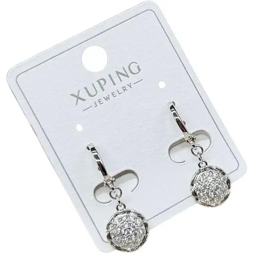 Сережки Xuping круглі з камінням гіпоалергенні з медичної сталі - фото 1