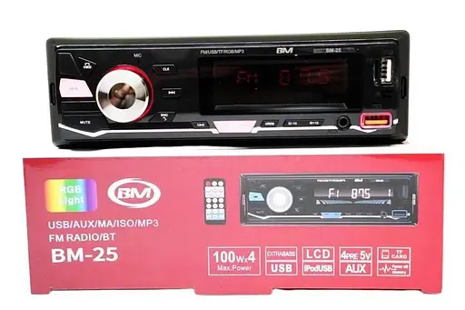 Автомагнітола Boschmann BM-25 Blue-tooth, MP3, RGB - підсвітка, 2xUSB, SD, AUX (1DIN) - фото 6