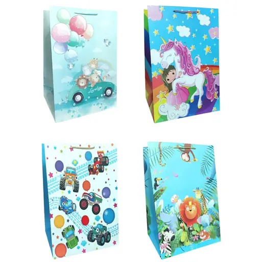 Подарочный пакет картонный, 200 г/м², Детский микс, 36x54x30 см, 2 шт. в упаковке (в ассортименте)