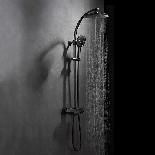 Набір душова система зовнішнього монтажу з термостатом Nett PSr-88 + змішувач на борт ванни та аксесуари Графіт - фото 3