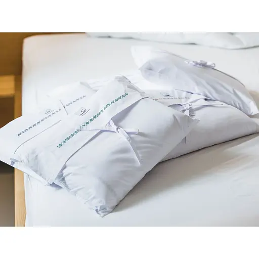 Комплект постільної білизни Ecotton Premium євро перкаль вишивка з зеленим кантом (25139) - фото 8