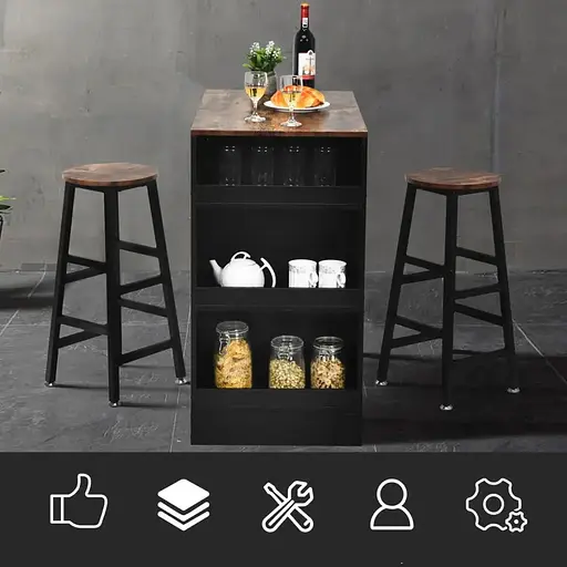 Барний стіл та 2 барні стільці Costway Picmi в стилі Loft - фото 4