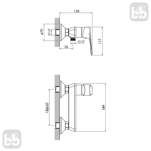 Змішувач для душа хром Imprese Vite f03307401AA Хром - фото 2