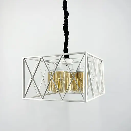 Підвісна люстра в стилі Лофт в білому корпусі Line.F Колір плафона Янтарний - фото 4