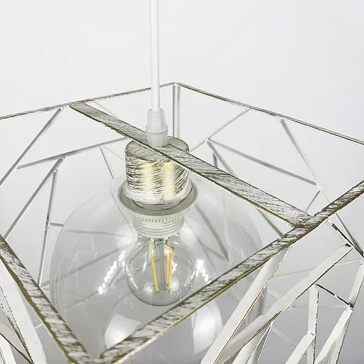 Підвіс Лофт у білому з позолотою корпусі форми куба Line.F 12120/1 WH - фото 4