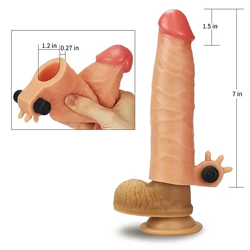 Насадка на пенис с вибрацией Lovetoy Vibrating Nature Extender 17.8 см телесный - фото 4