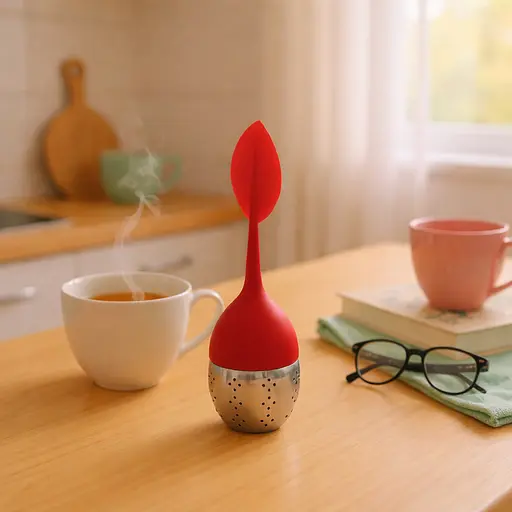 Заварник ситечко для заваривания для чая силиконовый в форме листочка Красный 88271 - фото 7