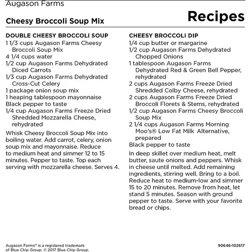 Сирний суп з броколі сублімований Augason Farms з великим терміном придатності 10 років 32 порції - фото 3