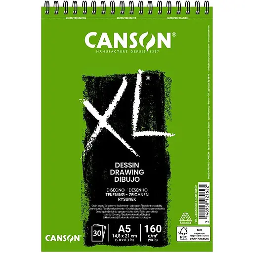 Альбом для рисунка XL А5 (14,8х21см) 160г/м2 30л белый цвет Canson
