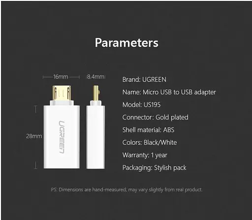 Адаптер OTG перехідник Ugreen Us195 Micro USB to USB 2.0 (30529) білий - фото 5