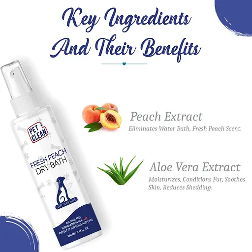 Сухой шампунь Pet Clean Dry Bath Fresh Peach для домашних животных с ароматом персика 250 мл - фото 3