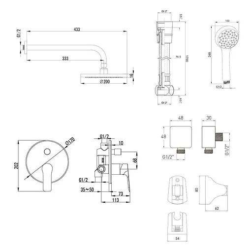 Душова система прихованого монтажу Imprese Kucera f03003401RA, Хром - фото 2