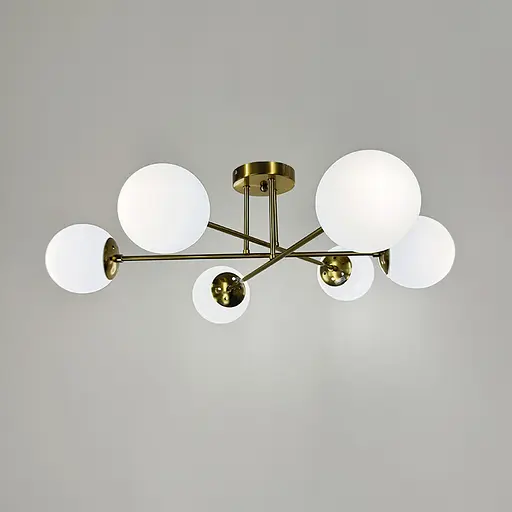 Люстра в латунном корпусе с 6 белыми плафонами Ø 73 см | Ст. S 7072/6 TBS+WT | Line F - фото 4