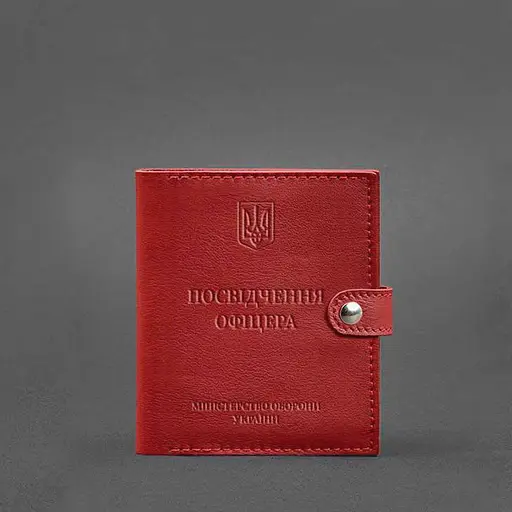 Кожаная обложка-портмоне для удостоверения офицера 11.0 красная - фото 6