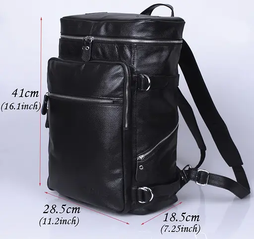 Городской мужской кожаный рюкзак, черный Tiding 28.5х41х18.5 см sum0028453 - фото 9