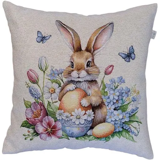 Наволочка Прованс Соцветия Зайчонок с бабочками гобеленовая 45х45 см (44288) - фото 1