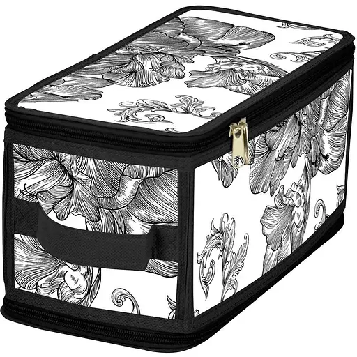 Кошик Idea Home Anthracite Flowers DB-23 з кришкою 30x15x15 см (DB-23 прям. з/кр з/блиск Anthracite Flowers) - фото 1