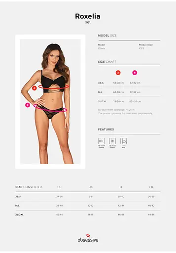 Комплект белья Obsessive Roxelia M/L черный - фото 7