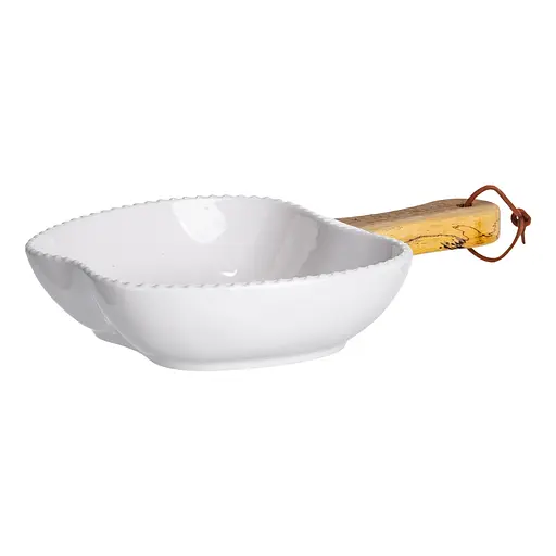 Тарелка фарфоровая глубокая с ручкой Яблоко 23×16×4 (см) сервировочное блюдо с ручкой для подачи тарелка сковорода Белый Yiwu ZJH-15-5 - фото 5