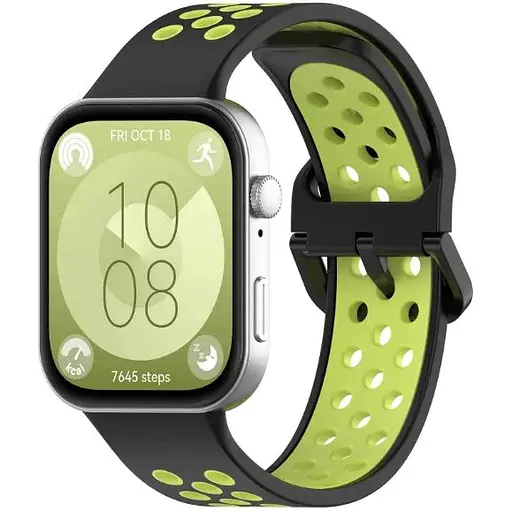 Ремешок DK CDK для Huawei Watch Fit 4 Silicone Sport Band Nike (017791) (black / green) - фото 2