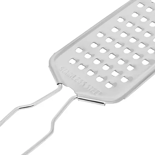 Терка велика плоска для шоколаду, сиру, горіхів, часнику, імбиру з нержавіючої сталі 21 см, Kitchen Master 84567 - фото 3