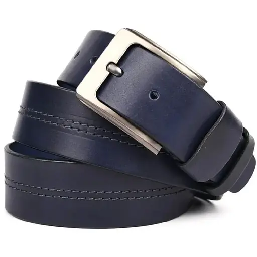 Кожаный ремень LIMARY синий с строчкой 4х120 см acs0032083 - фото 1