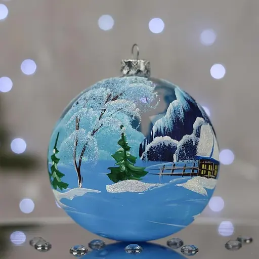 Ялинкова прикраса Санта Шоп Дім на ставку на прозорому склі (7806723189571) - фото 2