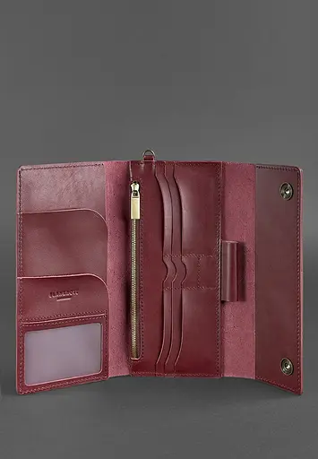 Кожаный клатч-органайзер (Тревел-Кейс) 5.0 бордовый - фото 5