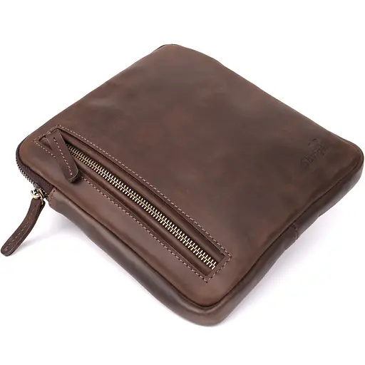 Практичная сумка для мужчин на плечо из натуральной винтажной кожи SHVIGEL 20х22х4 см sum0027429 - фото 5