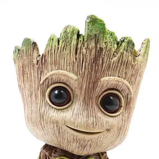 Горшочек для вазонов и канцелярии Грут Groot G9 Малыш с птенцом + подставка пень - фото 8