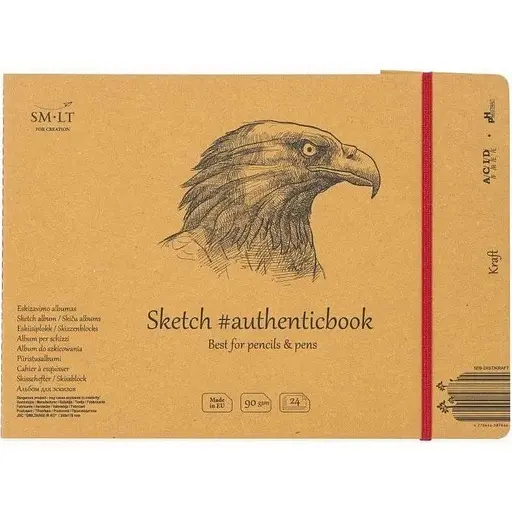 Альбом для ескізів SM-LT Art Authentic (Kraft) А5 (24.5х17.6см) 90г/м2 24л коричневий колір - фото 1