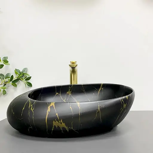 Умивальник VBI Valiano marble black matt накладний VBI-016101, Чорний матовий - фото 1