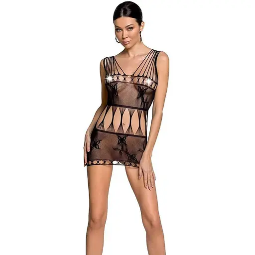 Бодистокинг - мини-платье с бабочками Passion BS090 black One size