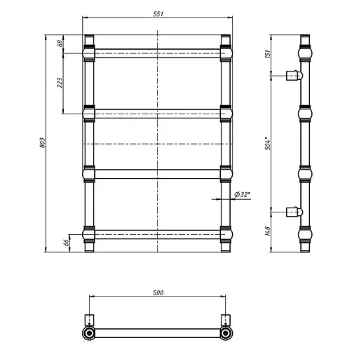 Водяна рушникосушка Navin Retro 500x800 Бронза 10-012033-4860, Бронза - фото 5