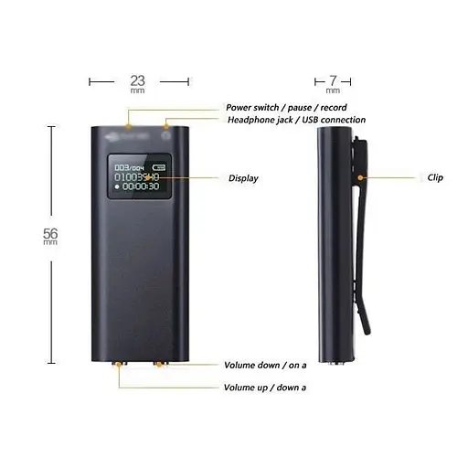 Міні диктофон з активацією на звук 16Gb з LCD екраном JNN Q25 (100320-16) - фото 6