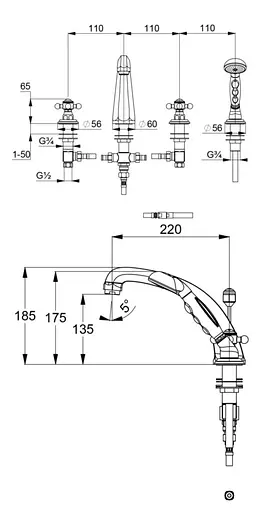 Змішувач на борт ванни Kludi Adlon золотий 515244520 - фото 4