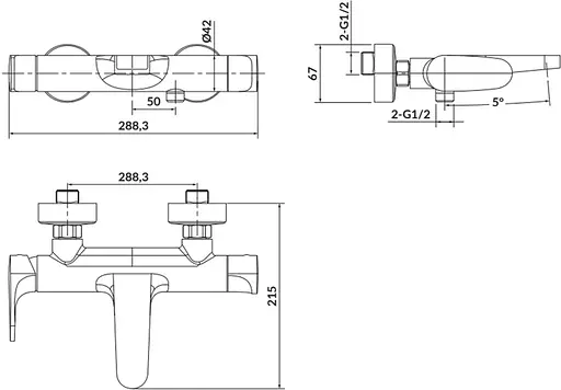 Смеситель для ванны Cersanit Inverto хром + черная ручка S951-312 Хром - фото 5