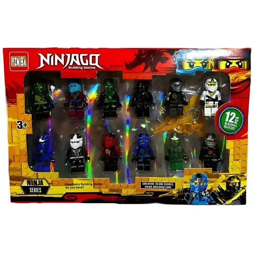 Набор игровых фигурок Pin Ba Ниндзяго с оружием 12 шт.