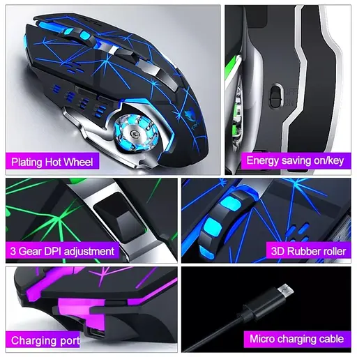 Компьютерная мышь T-Wolf Q13 беспроводная игровая с подсветкой Strip Black Original - фото 8