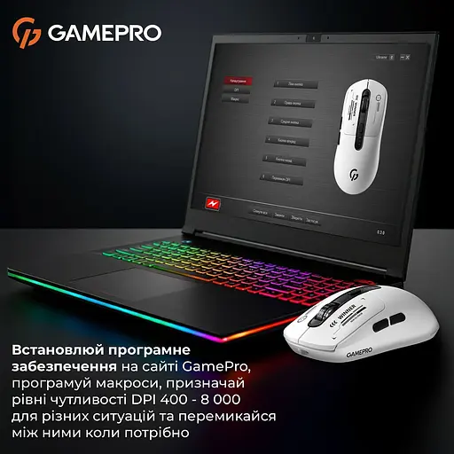 Миша GamePro Genesis Winner Wireless White (GM079W) [140366] - фото 8