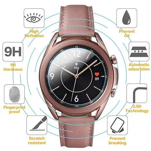 Закаленное стекло для часов VSKEY для Samsung Galaxy Watch 3 45 мм, диаметр 34 мм - фото 5