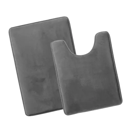 Набор 2 шт. Антискользких Мягких ковриков для ванной Aquarius с эффектом памяти 50х80 см и U-контурный 50х50 см. Графит Гладкий - фото 2