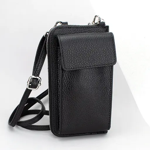 Гаманець з чохлом для телефону з ручкою на плече Virginia Conti 03047 чорний - фото 1