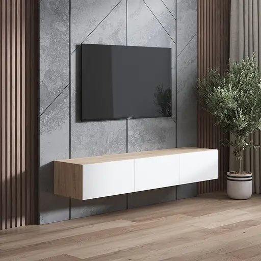 Тумба під телевізор Vays, навісна тумбочка M-19 Дуб Сонома-Білий