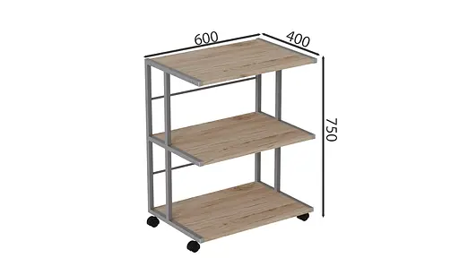 Этажерка на колесиках Камило 75x40x60 металл Серый ДСП Дуб Сан-Марино 16мм FRD-102548 - фото 4