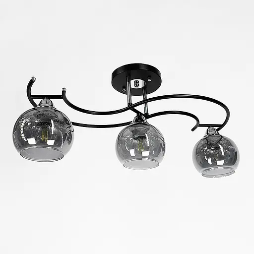 Современная люстра в черном корпусе на 3 графитовых плафона Line.F 11585/3D - фото 1