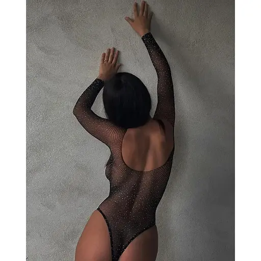 Боді сітка тіла з блискавками еротична білизна, червона, чорна - фото 8