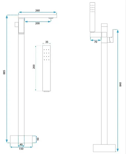 Змішувач для ванни Rea Tery gold підлоговий REA-B5306 Золотий - фото 5