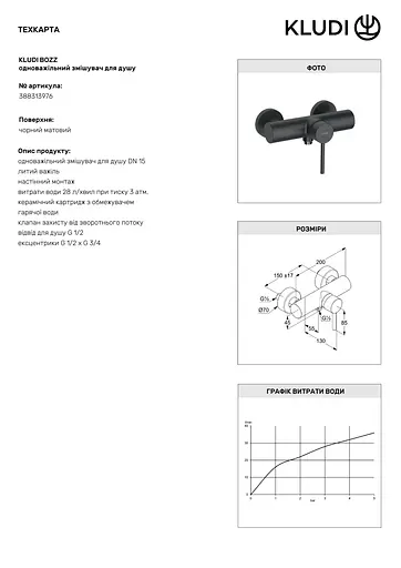 Смеситель для душа Kludi Bozz черный мат 388313976 - фото 2