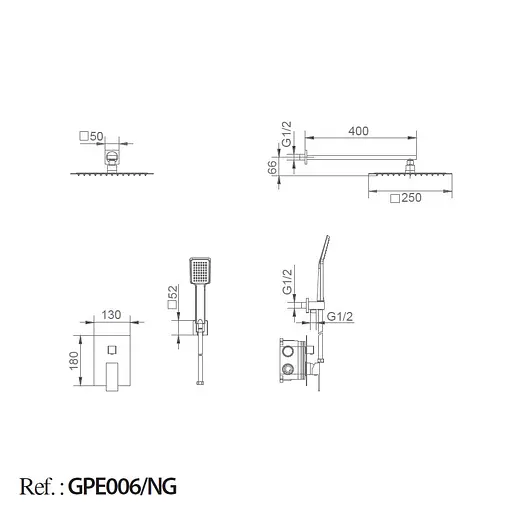 Душова система прихованого монтажу Imex Dublin чорний матовий GPE006/NG, Чорний матовий - фото 3